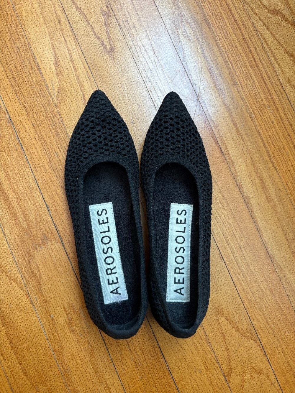 Women's Aerosoles Black Danielle Knitted Pointed Flats, Size 8.5, EUC